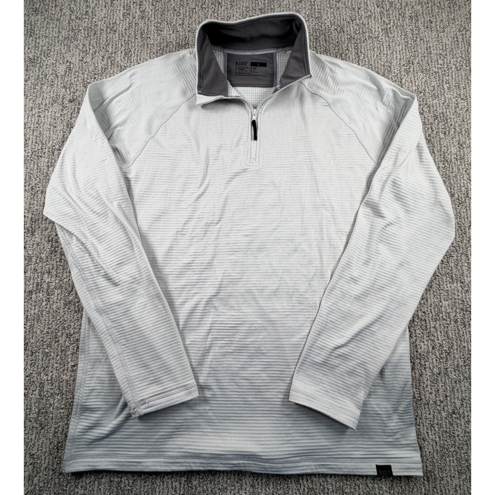 5.11 Tactical Quarter Zip Pullover Mens Large Gray Grid Fleece Long Sleeve Top